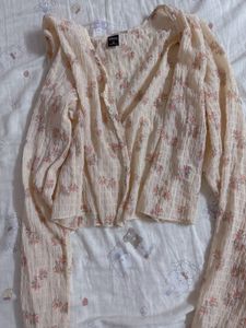 Floral Print Sheer Blouse