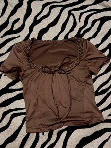Brown Ruffle Top