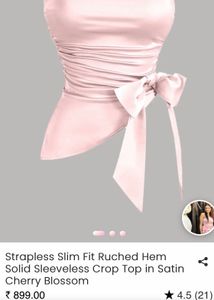 Strapless Slim Fit Ruched Hem Solid Sleeveless Cro