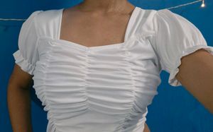 Chic White Ruched Crop Top
