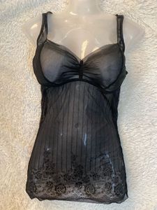 Sheer Black Cami with Lace Detail