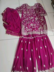 Embroidered Sharara Set with Dupatta