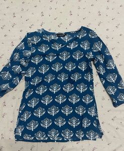 Blue Leaf Print Kurta