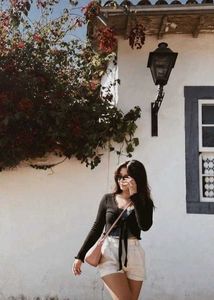 Sheer White and black Tie-Front Cardigan