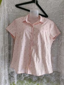 Cute Pink Polka Dot Button-Up Shirt