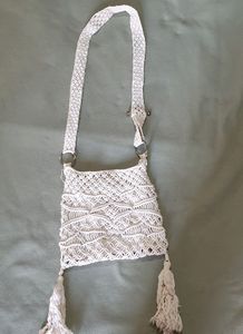 White Macrame Shoulder Bag