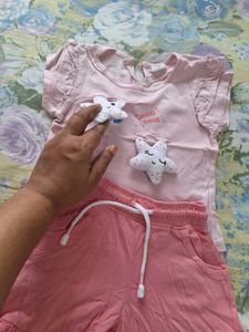 Cute Pink Starfish T-Shirt &amp; Shorts Set