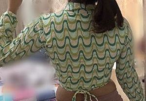 Groovy Print Tie-Up Crop Top