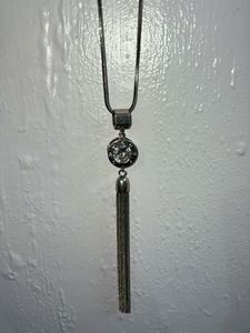 Long Silver Tassel Pendant Necklace