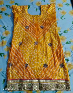 Yellow Bandhani Salwar Kurti