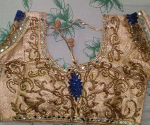Golden Embroidered Saree Blouse
