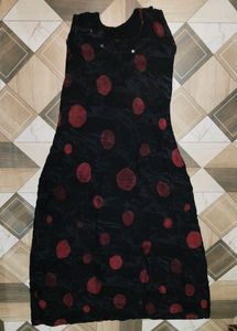 Black Sleeveless Maxi Dress with Red Polka Dots