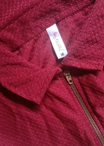 Unisex Maroon Zip Polo T-Shirt