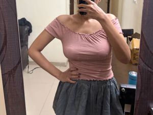Pink Striped Off-Shoulder Top