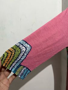 Length-46,,Unique Printed Pink Maxi Dress