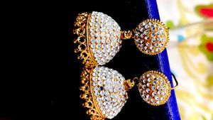 Exquisite Crystal Jhumka Earrings
