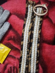 Leopard Print Pearl Embellished Belt