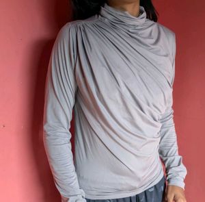 Draped Turtleneck Long Sleeve Top