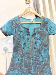 Beautiful Teal Embroidered Kurta