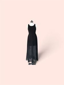 Elegant Black Pleated Maxi Dress