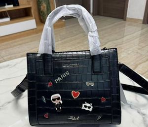 Karl Lagerfeld Black Croc Tote Bag