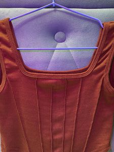 Brown Corset detailed Crop top🤎