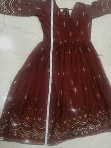 Maroon Embroidered Anarkali Suit