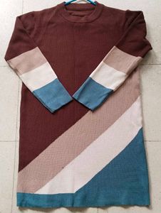 Retro Color Block Sweater Dress