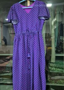 Cute Purple Heart Print Dress