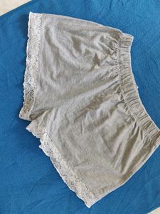 Comfortable Grey Lace Trimmed Shorts