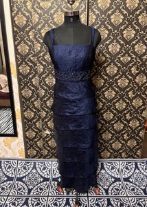 Elegant Navy Tiered Party Dress