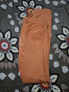 Men's Orange Casual Pants peter england