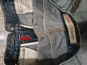 Studded Distressed Blue Denim Jeans