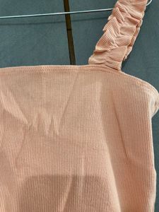 Chic Ruffled Strap Peach Tank Top