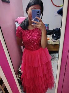 Sparkling Pink Tiered Gown