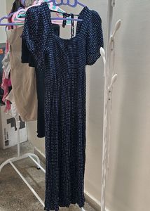 Navy Polka Dot Maxi Dress