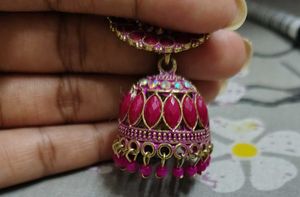 Pink Jhumka Earrings
