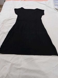 Chic Black Dress with White Lace Detail
