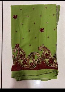 Lime Green Embroidered Saree