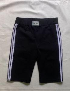 Celine Black Cycling Shorts with Side Stripes