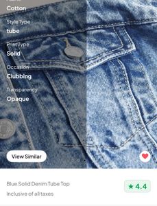 Blue Denim Tube Top - Trendy Style
