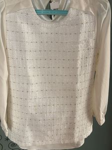 Elegant White Tweed Blouse