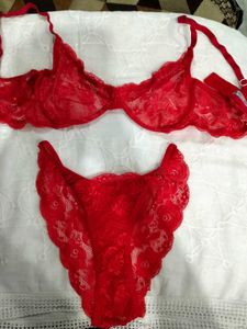 Red Lace Bra and Panty Set