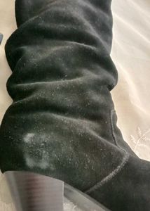 Real suede calf lenght boot