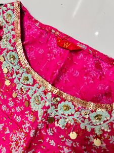 Elegant Pink Floral Anarkali Kurta