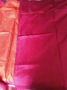 Orange &amp; Pink Silk Saree with Gold Accents