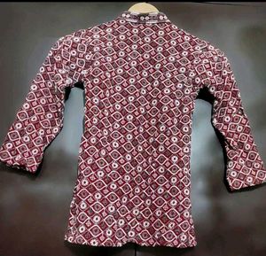 Maroon Kurta White Pajami Set For 3- 4 Year Boy