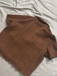 Chic Brown Textured Knit Top