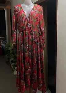 Floral Wrap Midi Dress