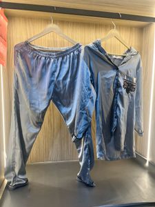 Satin Pajama Set - Blue